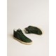 Slide LTD in green suede and black canvas with suede star and flash Slide LTD in green suede and black canvas with suede star and flash
