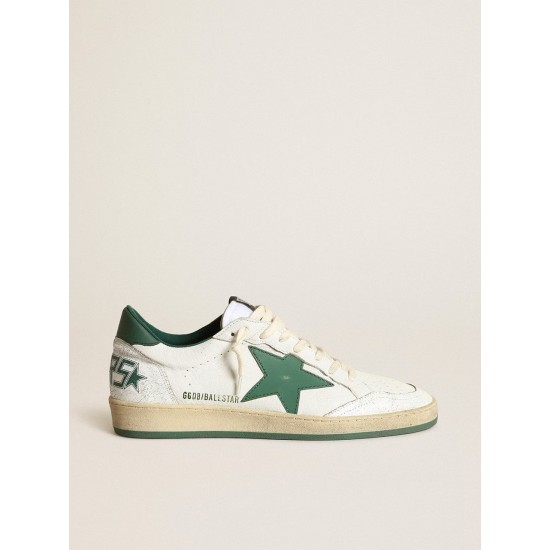 Men's Ball Star in white nappa leather with green leather star and heel tab Men's Ball Star in white nappa leather with green leather star and heel tab