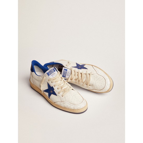 Men's Ball Star in white nappa with blue star and heel tab Men's Ball Star in white nappa with blue star and heel tab
