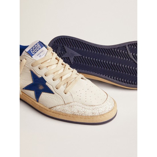 Men's Ball Star in white nappa with blue star and heel tab Men's Ball Star in white nappa with blue star and heel tab