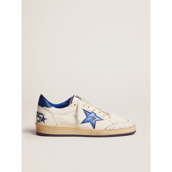 Men's Ball Star in white nappa with blue star and heel tab Men's Ball Star in white nappa with blue star and heel tab