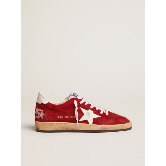 Men's Ball Star in dark red suede with white star and heel tab Men's Ball Star in dark red suede with white star and heel tab