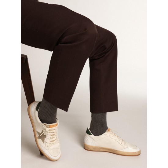 Men's Ball Star in white nappa with dove gray suede star Men's Ball Star in white nappa with dove gray suede star