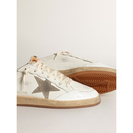 Men's Ball Star in white nappa with dove gray suede star Men's Ball Star in white nappa with dove gray suede star