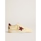 Men's Ball Star in beige nappa with burgundy mesh star and heel tab Men's Ball Star in beige nappa with burgundy mesh star and heel tab