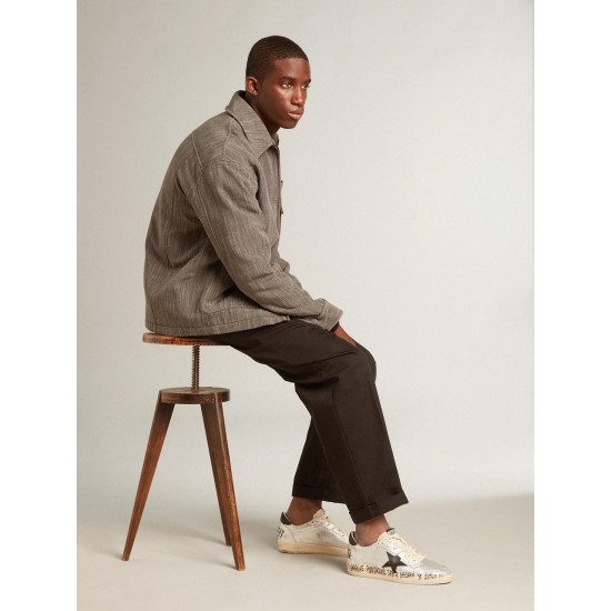 Ball Star LTD in silver leather with gray suede star and heel tab Ball Star LTD in silver leather with gray suede star and heel tab