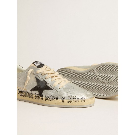 Ball Star LTD in silver leather with gray suede star and heel tab Ball Star LTD in silver leather with gray suede star and heel tab