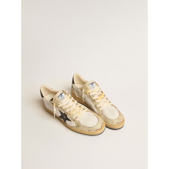 Ball Star in white mesh with vintage blue leather star and heel tab Ball Star in white mesh with vintage blue leather star and heel tab