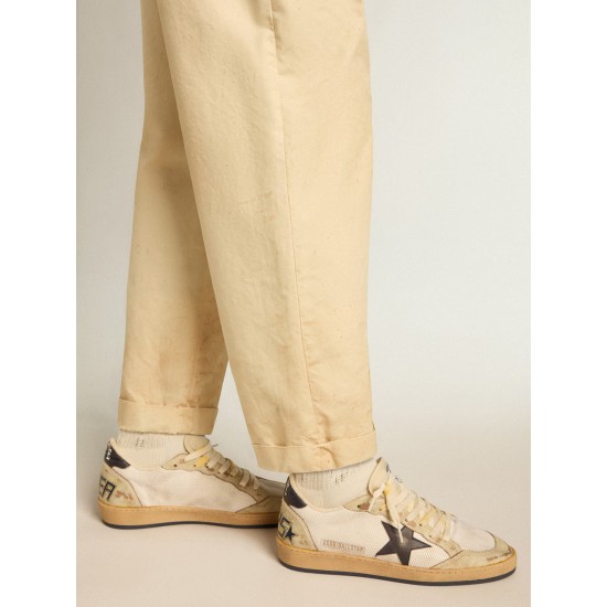 Ball Star in white mesh with vintage blue leather star and heel tab Ball Star in white mesh with vintage blue leather star and heel tab