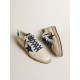Men's Ball Star LTD in cream nappa with blue leather star and heel tab Men's Ball Star LTD in cream nappa with blue leather star and heel tab