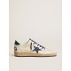 Men's Ball Star LTD in cream nappa with blue leather star and heel tab Men's Ball Star LTD in cream nappa with blue leather star and heel tab