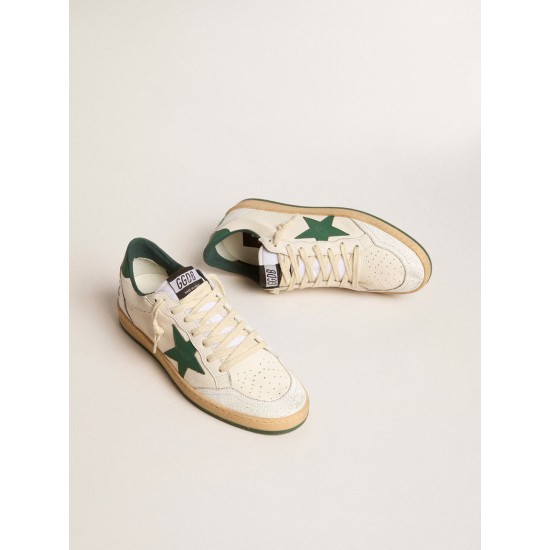 Men's Ball Star Wishes in white nappa leather with green leather star and heel tab Men's Ball Star Wishes in white nappa leather with green leather star and heel tab