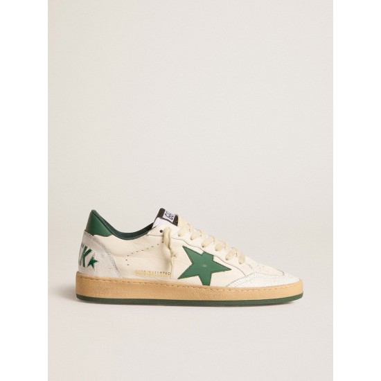 Men's Ball Star Wishes in white nappa leather with green leather star and heel tab Men's Ball Star Wishes in white nappa leather with green leather star and heel tab