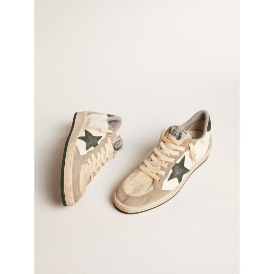 Men's Ball Star LTD in nappa with green star and dove-gray suede inserts Men's Ball Star LTD in nappa with green star and dove-gray suede inserts