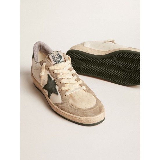 Men's Ball Star LTD in nappa with green star and dove-gray suede inserts Men's Ball Star LTD in nappa with green star and dove-gray suede inserts