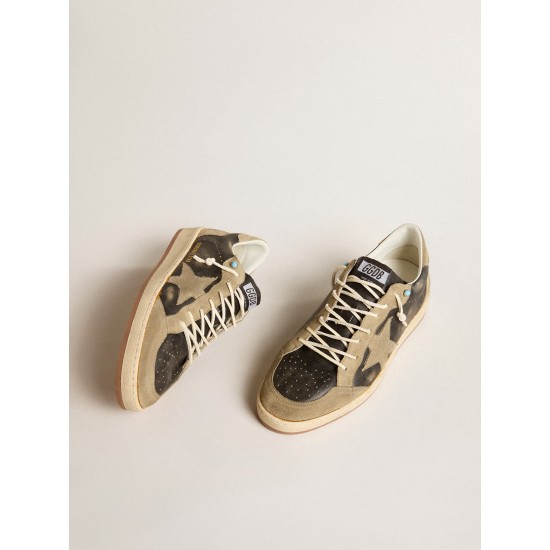 Brown Ball Star with dove-gray suede star and heel tab Brown Ball Star with dove-gray suede star and heel tab