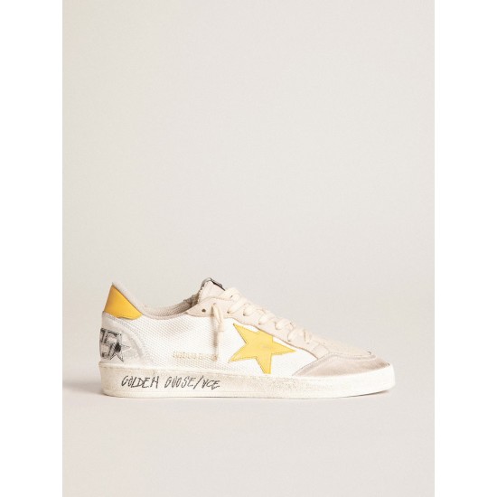 Ball Star LTD in white mesh with yellow leather star and heel tab Ball Star LTD in white mesh with yellow leather star and heel tab