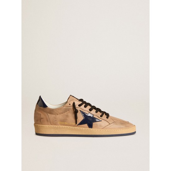 Ball Star in beige leather with blue patent leather star and heel tab Ball Star in beige leather with blue patent leather star and heel tab