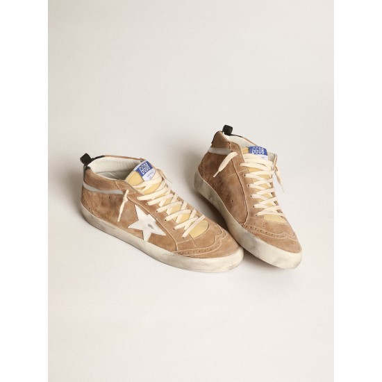 Men's Mid Star in tobacco-colored suede with white leather star Men's Mid Star in tobacco-colored suede with white leather star