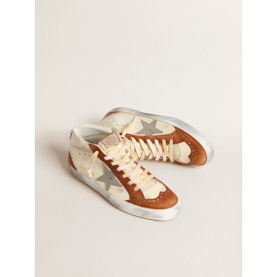 Mid Star LTD with gray leather star and beige cotton flash Mid Star LTD with gray leather star and beige cotton flash