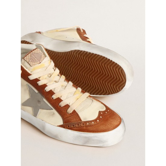 Mid Star LTD with gray leather star and beige cotton flash Mid Star LTD with gray leather star and beige cotton flash