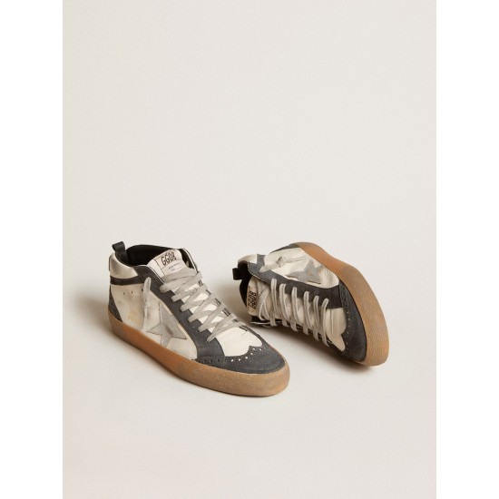 Mid Star in nappa leather with silver leather star and black suede flash Mid Star in nappa leather with silver leather star and black suede flash
