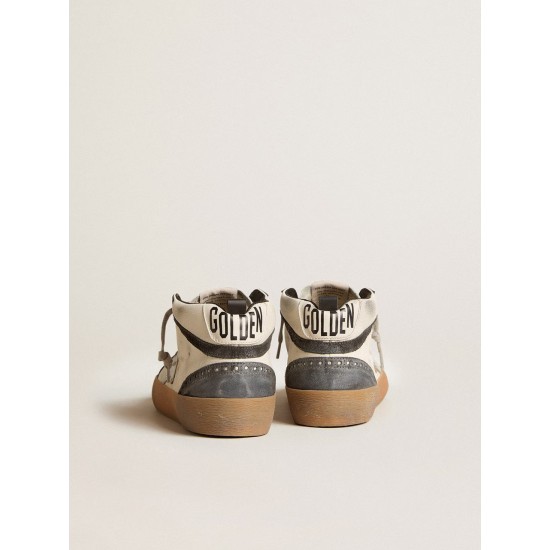 Mid Star in nappa leather with silver leather star and black suede flash Mid Star in nappa leather with silver leather star and black suede flash