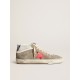 Men's Mid Star in dove gray suede with red leather star Men's Mid Star in dove gray suede with red leather star