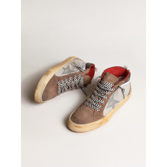 Mid Star in mesh and suede with a silver leather star Mid Star in mesh and suede with a silver leather star