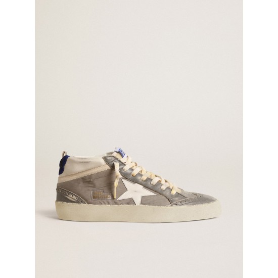 Mid Star LTD in gray nylon and nappa leather with white leather star Mid Star LTD in gray nylon and nappa leather with white leather star