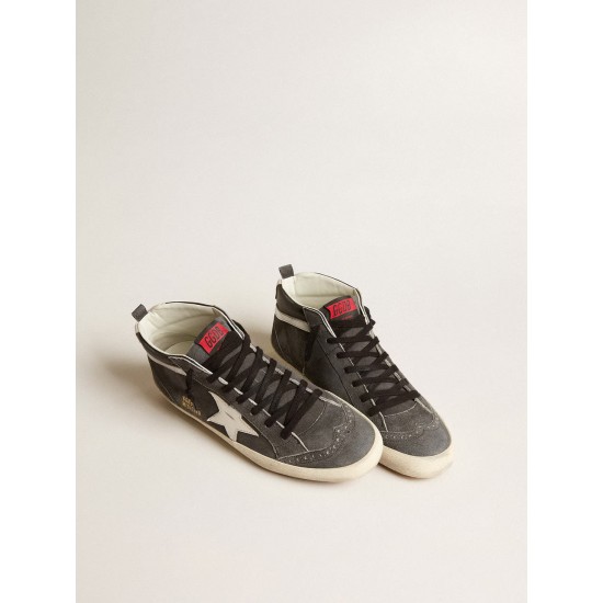 Mid Star in black suede with white leather star and silver flash Mid Star in black suede with white leather star and silver flash