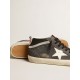 Mid Star in black suede with white leather star and silver flash Mid Star in black suede with white leather star and silver flash
