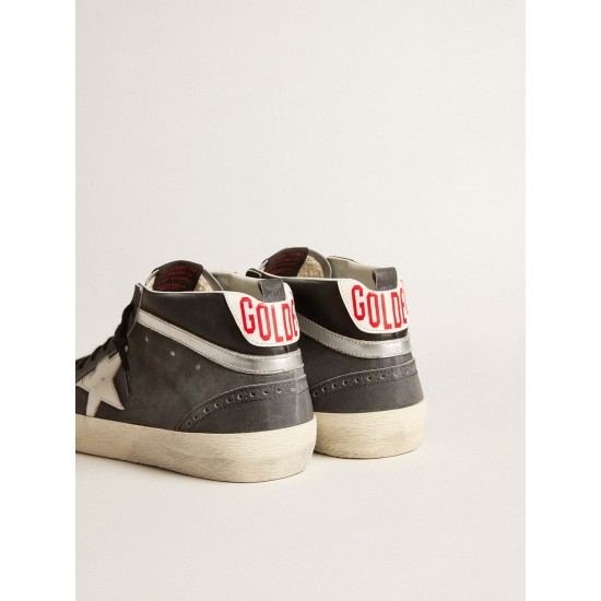 Mid Star in black suede with white leather star and silver flash Mid Star in black suede with white leather star and silver flash