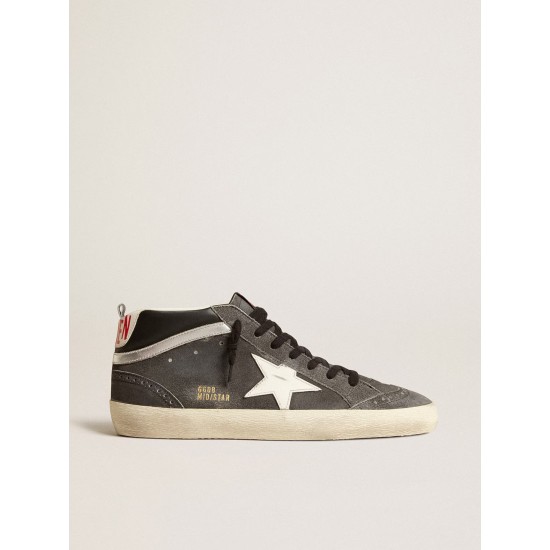 Mid Star in black suede with white leather star and silver flash Mid Star in black suede with white leather star and silver flash