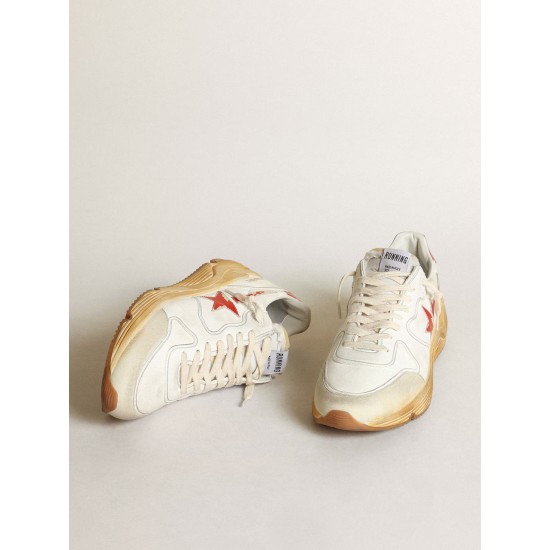 Men's Running Sole with leather star and heel tab with red print Men's Running Sole with leather star and heel tab with red print