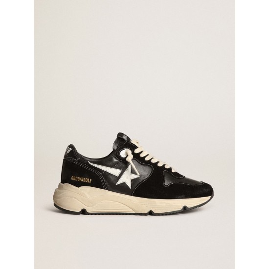 Men’s Running Sole in black nappa leather and suede with a white star Men’s Running Sole in black nappa leather and suede with a white star
