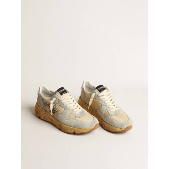 Men’s Running Sole in ice gray with studded suede star Men’s Running Sole in ice gray with studded suede star