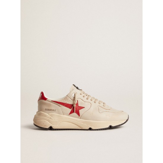Men's Running Sole in gray nappa leather with red nappa leather star and heel tab Men's Running Sole in gray nappa leather with red nappa leather star and heel tab