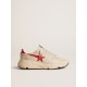 Men's Running Sole in gray nappa leather with red nappa leather star and heel tab Men's Running Sole in gray nappa leather with red nappa leather star and heel tab