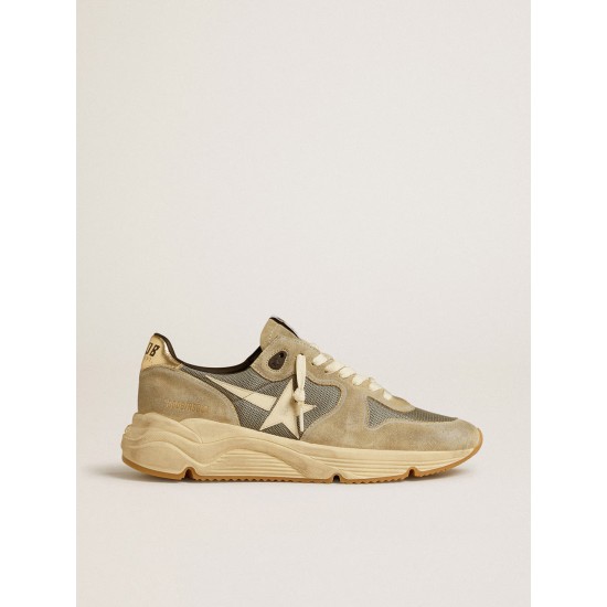 Running Sole in gray suede with white star and white heel tab Running Sole in gray suede with white star and white heel tab