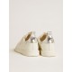 Men’s Starter in white leather with silver metallic leather heel tab Men’s Starter in white leather with silver metallic leather heel tab
