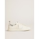 Men’s Starter in white leather with silver metallic leather heel tab Men’s Starter in white leather with silver metallic leather heel tab