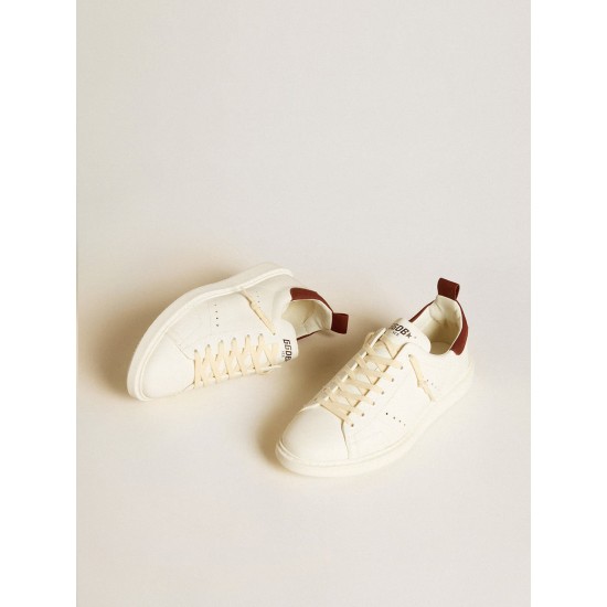 Men’s Starter in white leather with burgundy nubuck heel tab Men’s Starter in white leather with burgundy nubuck heel tab