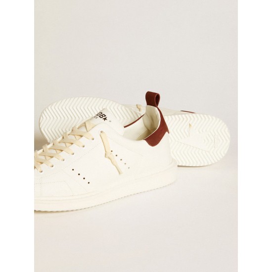 Men’s Starter in white leather with burgundy nubuck heel tab Men’s Starter in white leather with burgundy nubuck heel tab