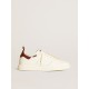 Men’s Starter in white leather with burgundy nubuck heel tab Men’s Starter in white leather with burgundy nubuck heel tab