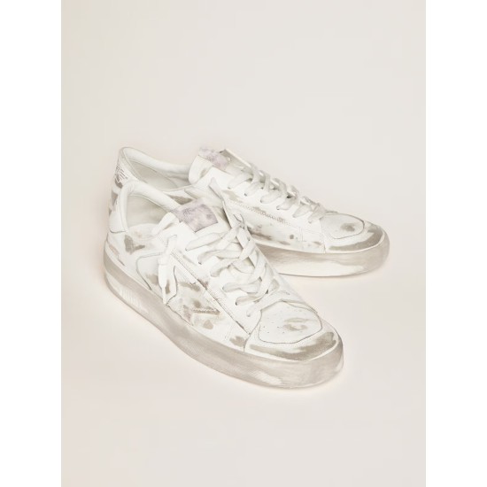 Men's Stardan in white leather with distressed effect Men's Stardan in white leather with distressed effect