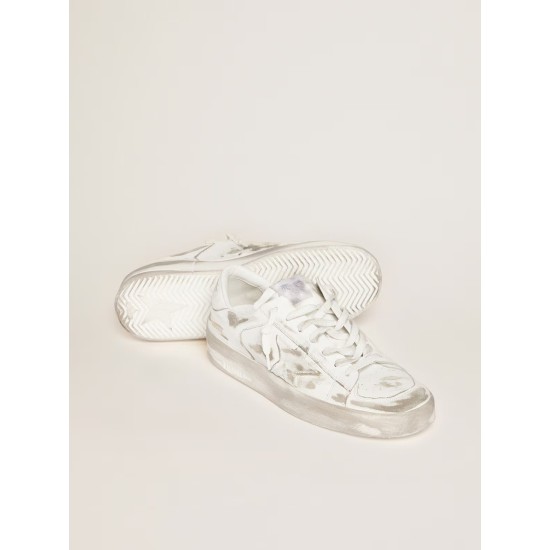 Men's Stardan in white leather with distressed effect Men's Stardan in white leather with distressed effect