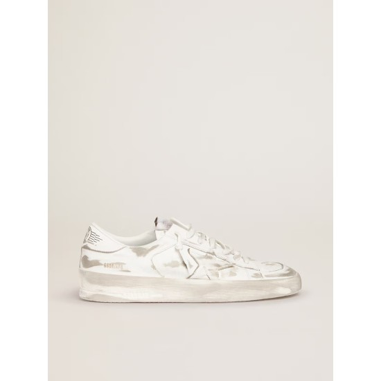 Men's Stardan in white leather with distressed effect Men's Stardan in white leather with distressed effect