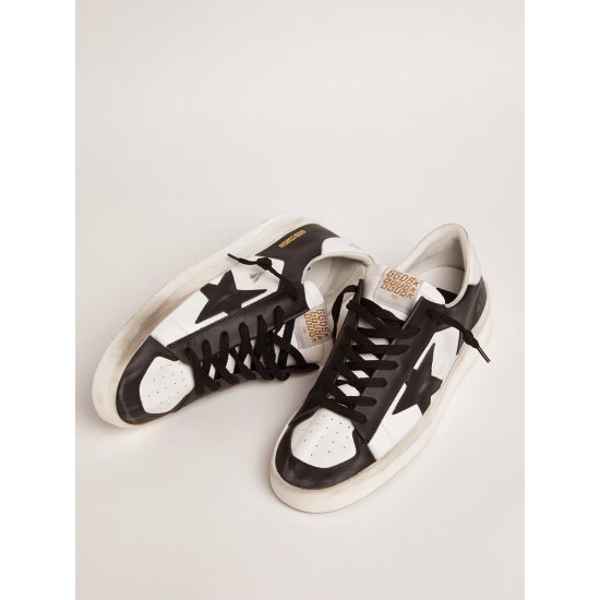 Men's Stardan in white and black leather Men's Stardan in white and black leather