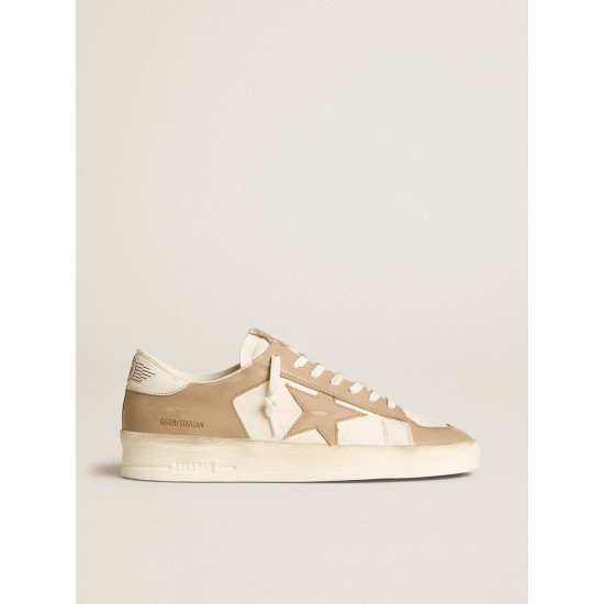 Men's Stardan in white and beige leather with beige star and white heel tab Men's Stardan in white and beige leather with beige star and white heel tab